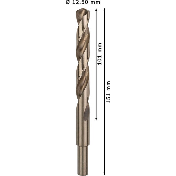 Metallbohrer mit den Maßen 12,50 mm Durchmesser, 101 mm Nutzlänge und 151 mm Gesamtlänge
