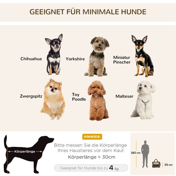 PawHut Hundetasche, 50,5L x 33,5B x 35Hcm, Stahl, Oxfordstoff, Braun