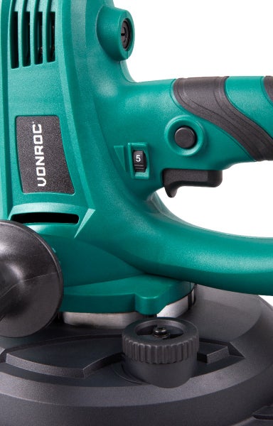 VONROC Wand-Exzenterschleifer 750W - für Decken und Wände - 180 mm Durchmesser - 33 Schleifblätter - Soft Start - Constant Speed Electronics - Schlauch und Staubbeutel