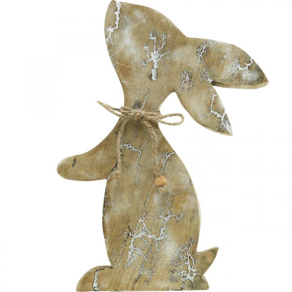 Dekorativer Holzosterhase mit Seilschleife