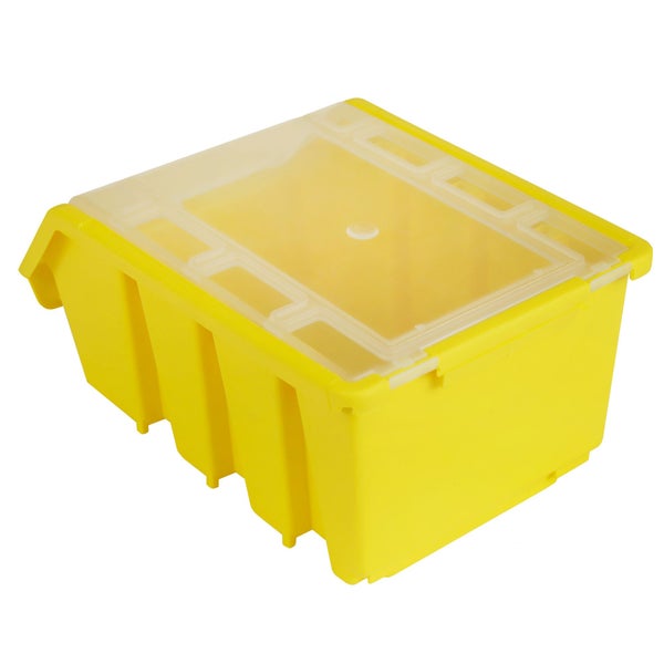 PROREGAL Sichtlagerbox 2 mit Deckel | HxBxT 7,5x11,6x16,1cm | Polypropylen | Gelb