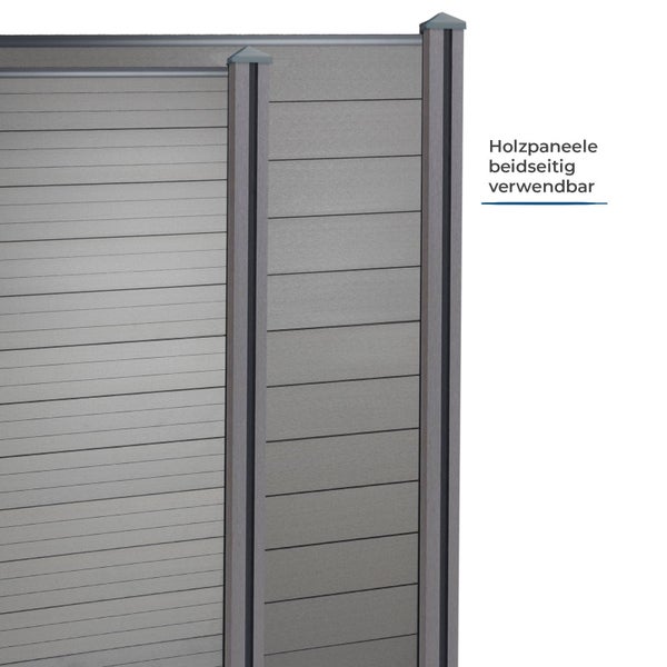 Holzzaun mit Holzpaneelen und Pfosten