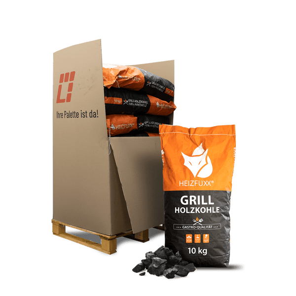 Heizfuxx Grillholzkohle » Gastro-Qualität « 10kg x 12 Sack 120kg Palette