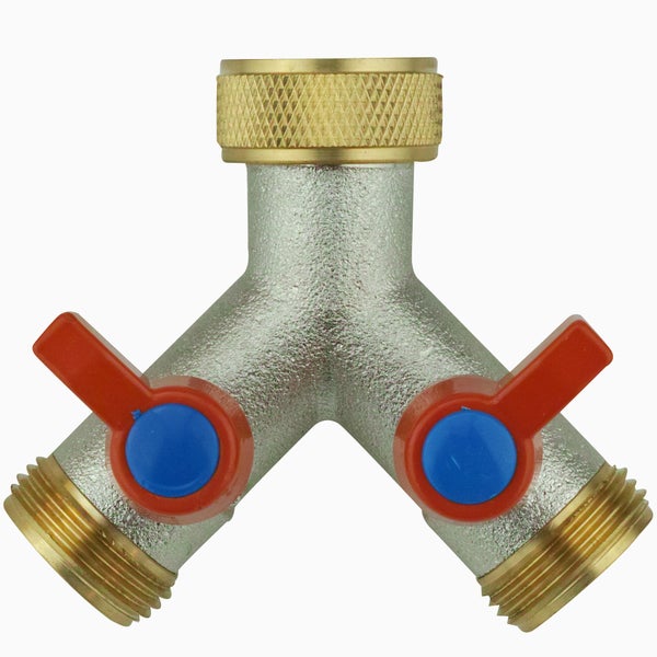 V-Y2H. Y-Verteiler 2-Wege mit Absperhähnen 3/4IG - 2x3/4AG (Messing / Y-Form)