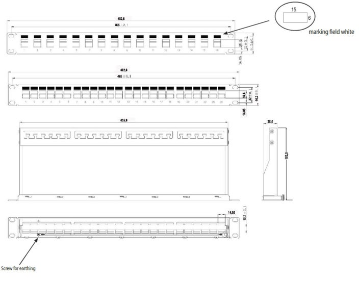 24x RJ45 Keystone Cat.6a 500Mhz 10Gbit werkzeuglos + 19 Zoll Verteilerfeld 24-Port schwarz