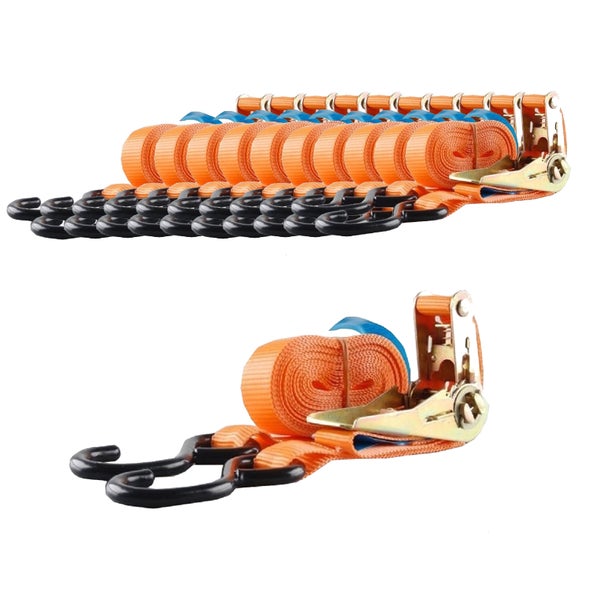 Set aus Zurrgurten mit Ratschen und Haken zur Ladungssicherung