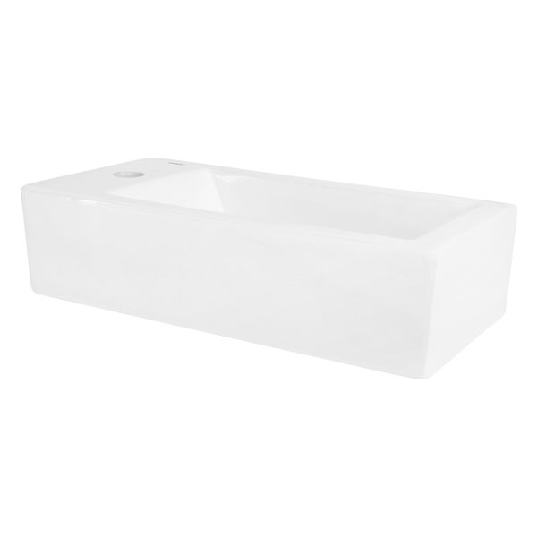 ML-Design Waschbecken Keramik Weiß 51x25x13 cm mit Ablaufgarnitur Weiß Keramik, Eckig, Hahnloch links, Wandmontage oder Aufsatzwaschbecken, Moderne Waschtisch Waschschale Waschplatz Handwaschbecken