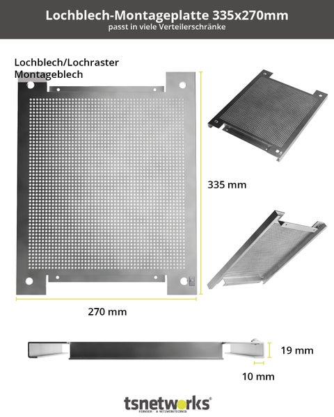 Verteilerkasten aufputz wasserdicht 40x30x18cm IP65 Stahlblech mit Lochblech Montageplatte & verchromter Schließung, lichtgrau, Industrie Leergehäuse