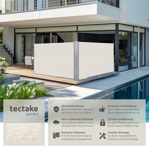 Doppel-Seitenmarkise tectake  200 x 600 cm aus Aluminium beige