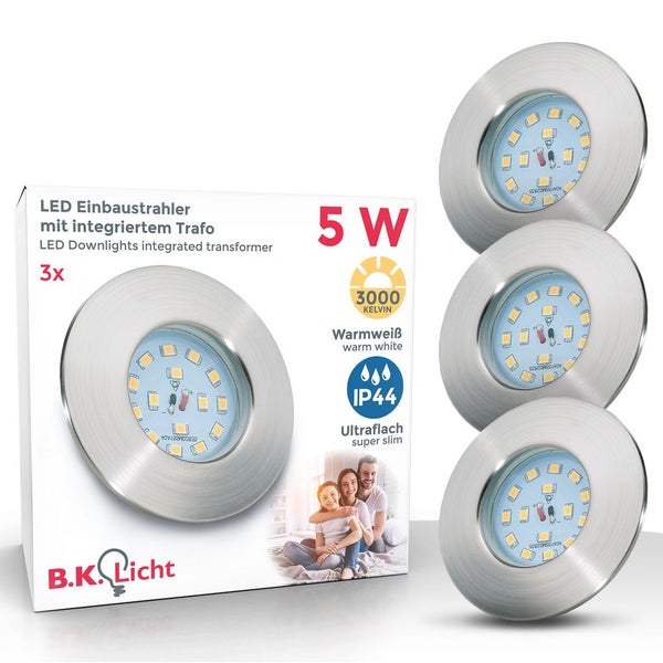 LED-Einbaustrahler mit integriertem Trafo, 3er-Packung
