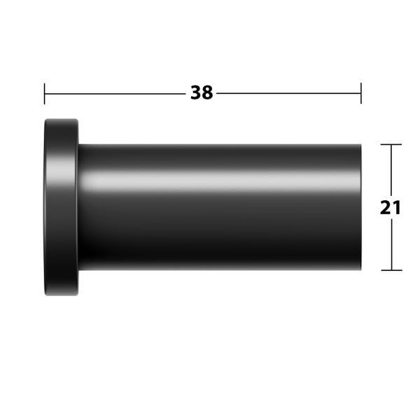Dübel oder Montagehülse mit Flansch, Länge 38 Millimeter und Durchmesser 21 Millimeter