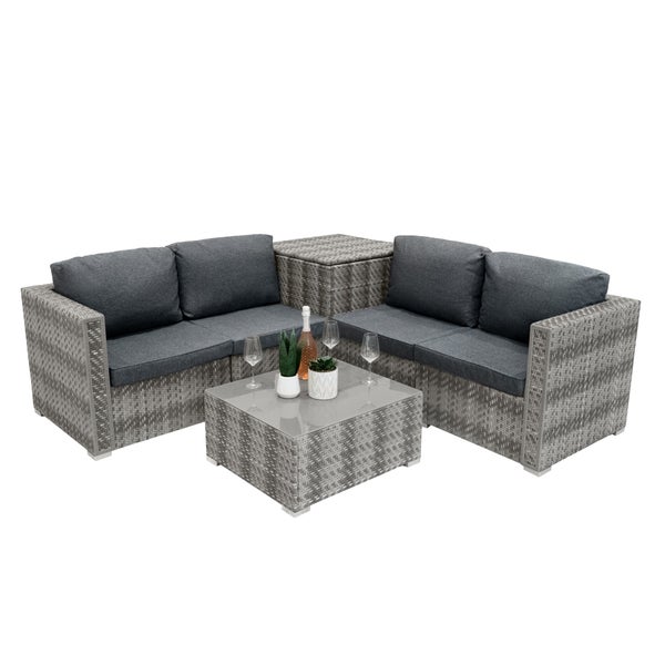 Rattan Modular 6-teiliges Möbelset – Grau