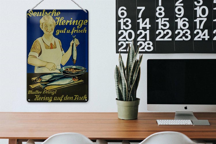 Blechschild Spruch 20x30cm Fisch Deutsche Heringe gut frisch