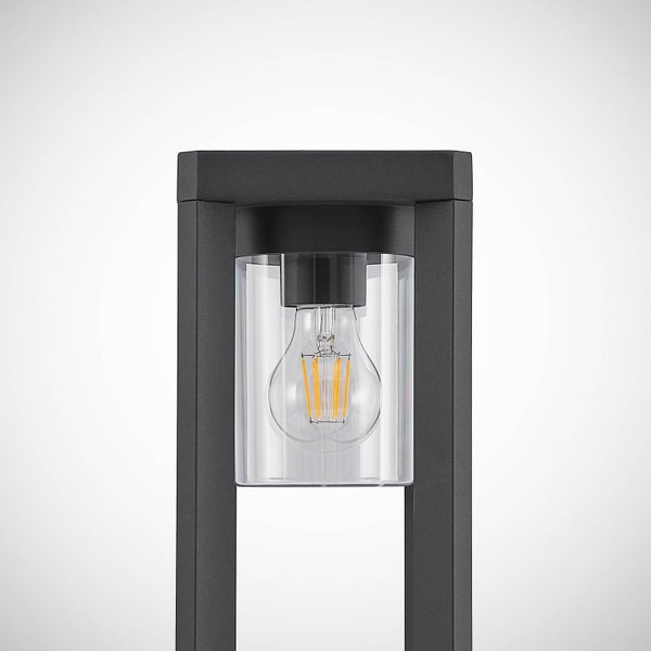 Lucande Außenleuchte Kalisa (spritzwassergeschützt (Modern) in Alu aus Aluminium (1 flammig, E27) - Wegeleuchte Pollerleuchte Wegelampe Sockelleuchte