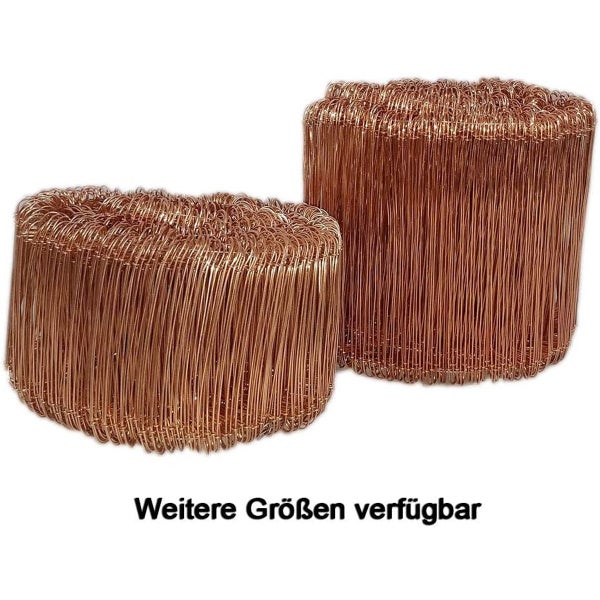 Sackbindedraht aus verkupfertem Stahl, zwei Bunde in verschiedenen Größen, weitere Größen verfügbar.