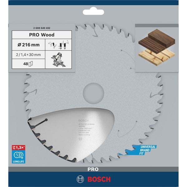 Bosch PRO Wood Kreissägeblatt 216 x 2 x 30 mm - 2608640432