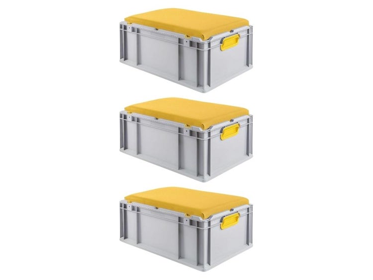 PROREGAL Eurobox NextGen Seat Box Gelb HxBxT 26,5 x 40 x 60 cm 44 Liter Griffe Geschlossen Eurobehälter Sitzbox Transportbox