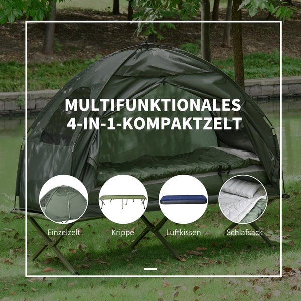 Outsunny Feldbett klappbar Campingbett mit Matratze Tragetasche 193x86x160cm Gästebett belastbar bis 114 kg Extra Breit Klappbett für Camping Outdoor Garten Reisen Dunkelgrün