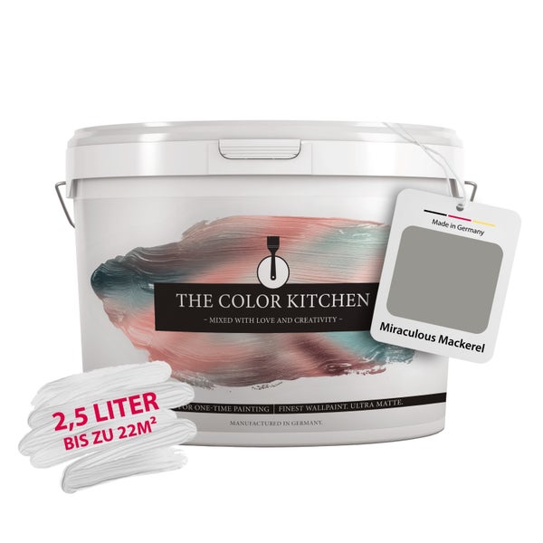 The Color Kitchen Wandfarbe im Farbton Miraculous Mackerel, ultra matt, 2,5 Liter für bis zu 22 Quadratmeter. Hergestellt in Deutschland.