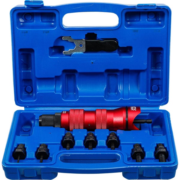 Gewindereparatur-Satz in einem blauen Kunststoffkoffer