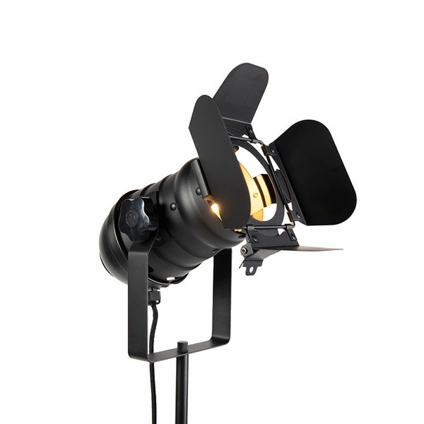 Schwarze Scheinwerfer Stehlampe mit verstellbaren Blenden