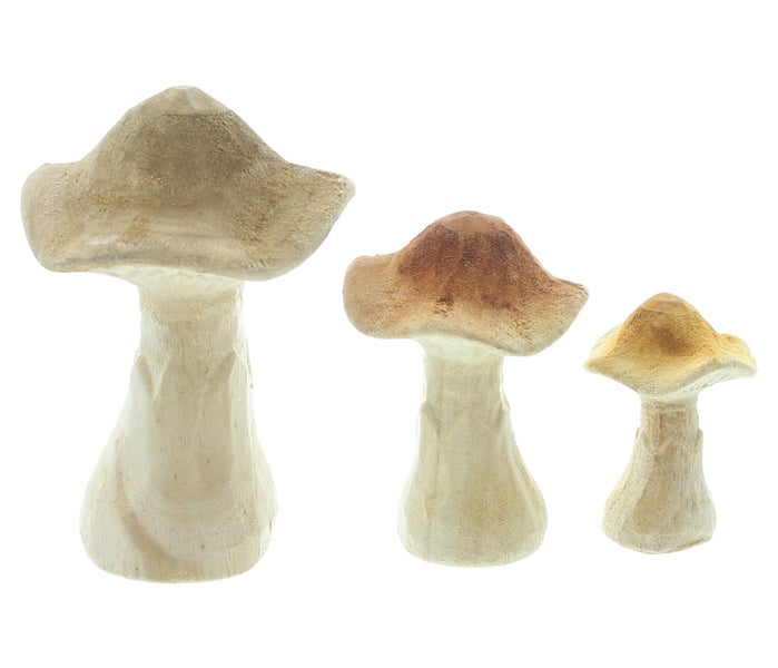 Dekorative Pilzfiguren in drei verschiedenen Größen