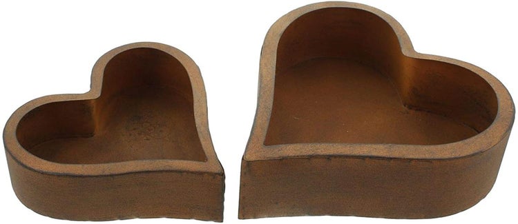 Dekoleidenschaft 2x Pflanzer Herz aus Metall in Rostoptik, Blumentopf für Draußen, Pflanzschale, Gartendeko