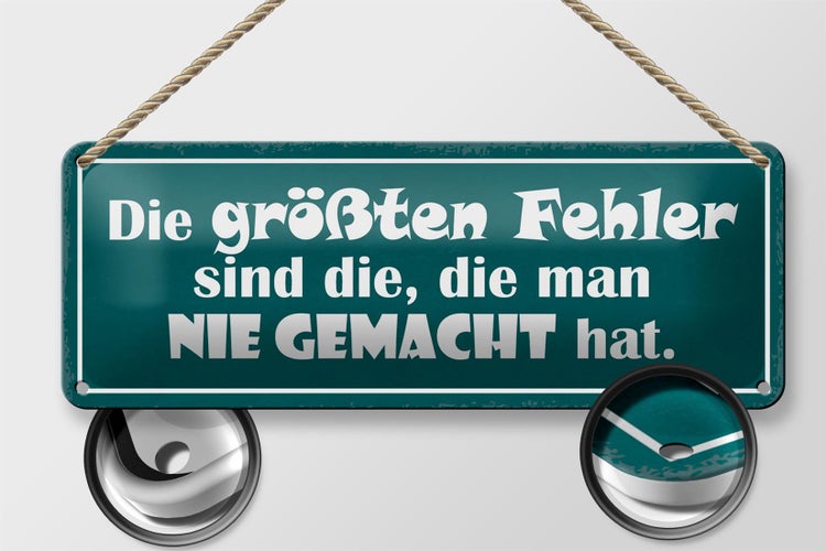Blechschild Spruch 27x10cm größte Fehler die nie gemacht Dekoration