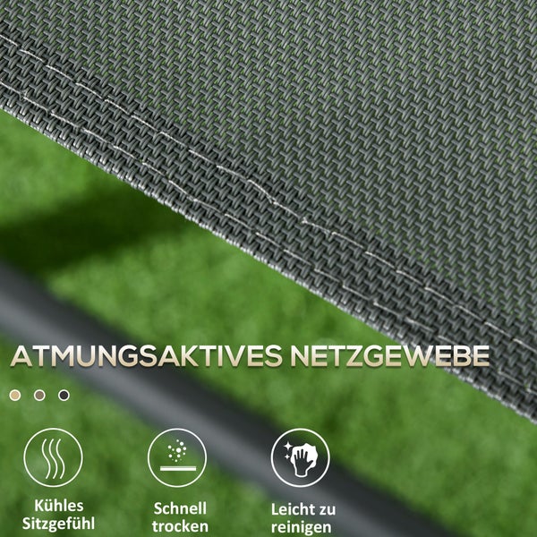Outsunny Bistro-Set 3-teilig aus Metall Wetterfest Gartenmöbel Set mit klappbar Glastisch Gartenstühlen Outdoor Balkonmöbel Set Sitzgruppe Balkonset Gartengarnitur Dunkelgrau
