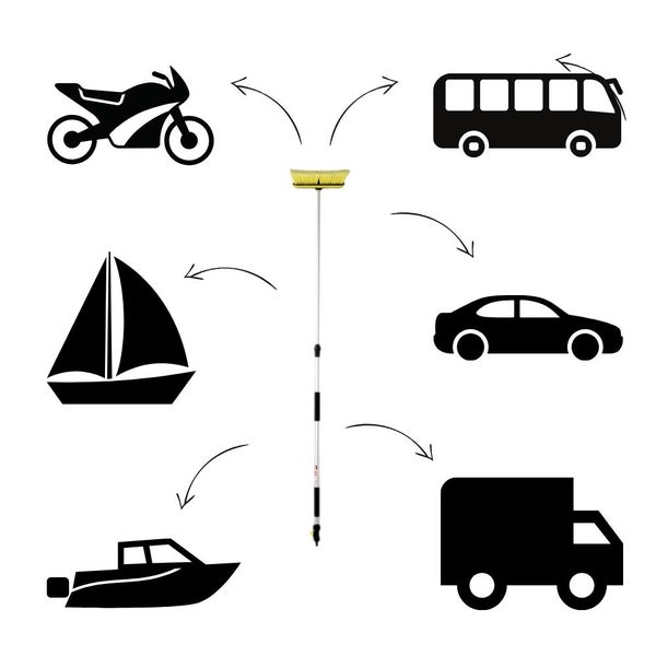 Illustration einer Teleskopwaschbürste für verschiedene Fahrzeuge