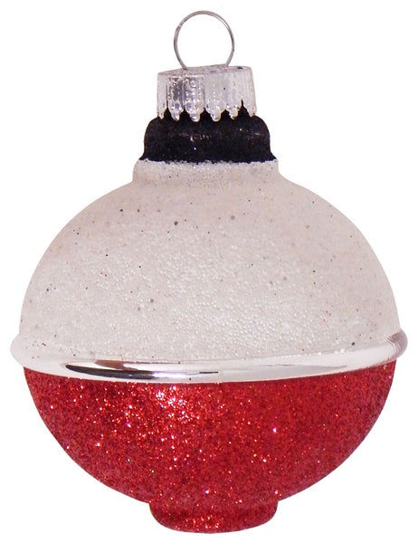 Rot/Weißer 6cm Schwimmer zum Angeln, Glasornament, mundgeblasen und handekoriert, 1 Stck., Weihnachtsbaumkugeln, Christbaumschmuck, Weihnachtsbaumanhänger