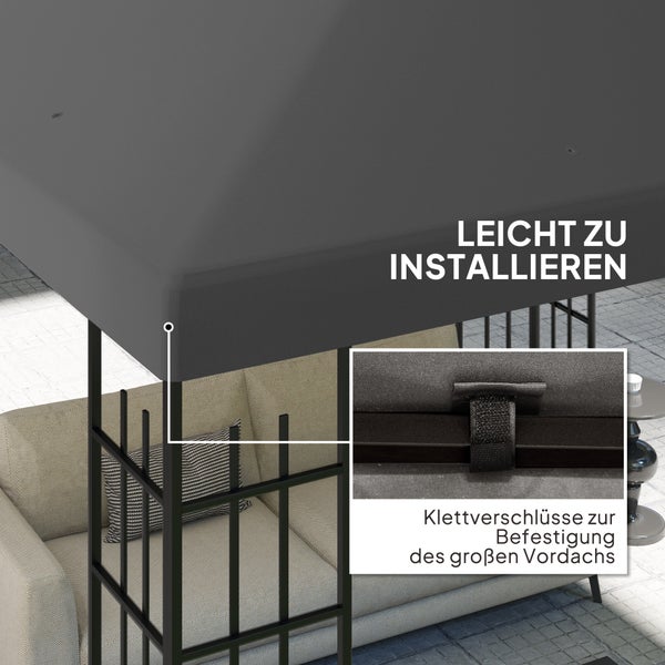 Outsunny Ersatzdach für Pavillon 3 x 3 m, wasserdicht Pavillondach, Ersatzbezug für Gartenpavillon, Ersatzteile aus Oxford-Stoff, 370 g/m², Dunkelgrau