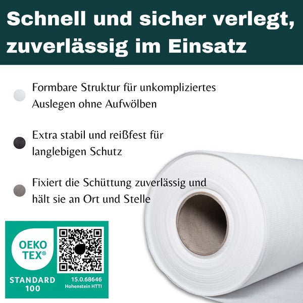 AMF Life Rieselschutzvlies, Rieselschutzbahn, Bodenschutz, Unterlage, Abdeckvlies,  1,5 x 25m, 80g/m², schwarz
