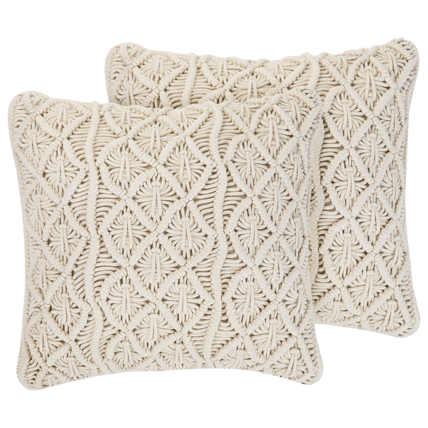Dekokissen 2er Set GOREME Baumwolle 45 x 45 cm Hellbeige Geometrisches Muster