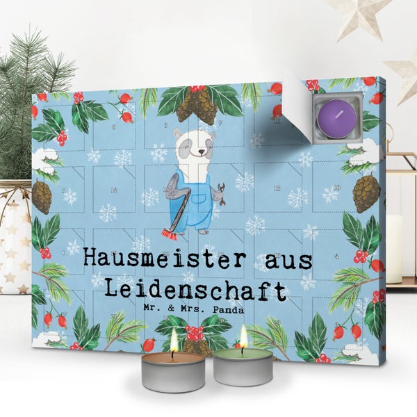 Mr. & Mrs. Panda Duftkerzen Adventskalender Hausmeister Leidenschaft - Blau Pastell