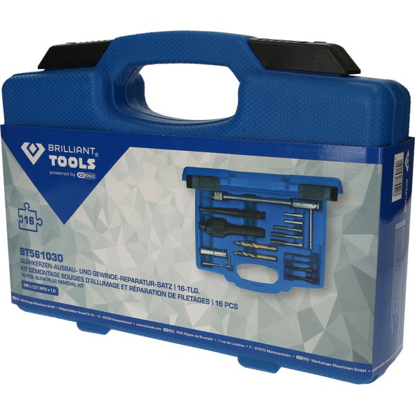 BRILLIANT TOOLS Glühkerzen-Ausbau- und Gewinde-Reparatur-Satz 16tlg. - BT561030