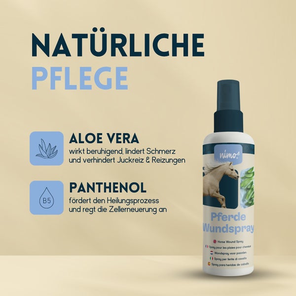 nimo® Pferde Wundspray • mit Aloe Vera und Panthenol zur Wundpflege und -heilung