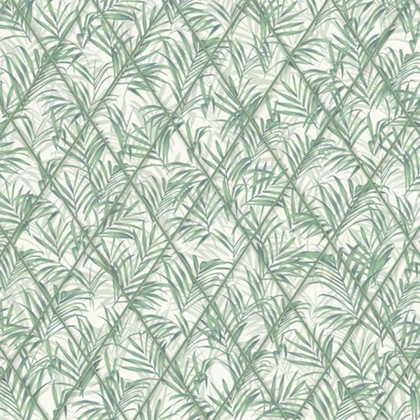 Tapete mit Rautenmuster und Palmenblättern