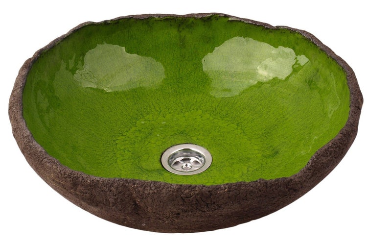 Grünes Keramik Waschbecken mit Abfluss