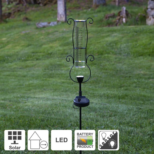 Regenmesser mit Solarbeleuchtung zur Gartenbewässerung