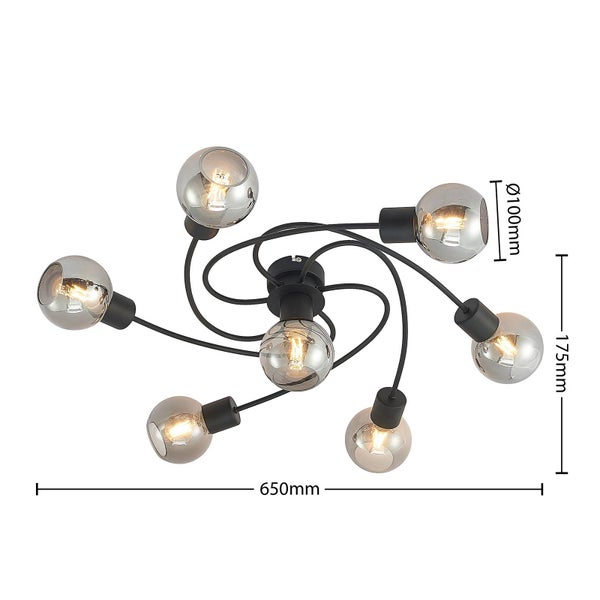 Lindby Deckenlampe Ciala (Modern) in Schwarz aus Glas (7 flammig, E14) - Deckenleuchte Lampe Wohnzimmerleuchte