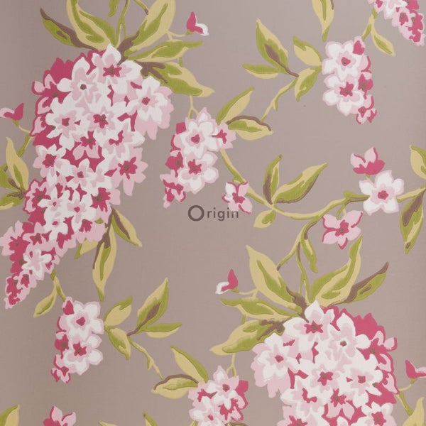 Origin Wallcoverings Tapete Glyzinien Taupe und Aubergineviolett - 52 cm x 10.05 m - 307137