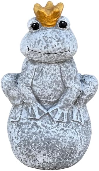 Gartenfigur Frosch mit Krone aus Kunststein für die Gartendekoration