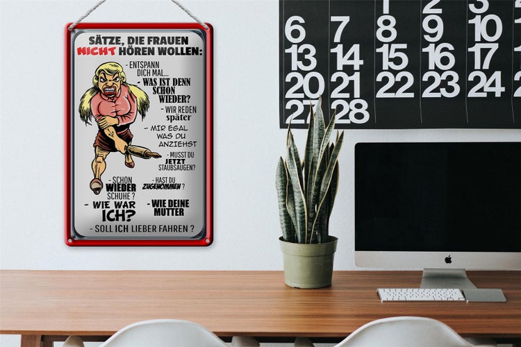 Blechschild Spruch 20x30cm Sätze die Frauen nicht hören wollen