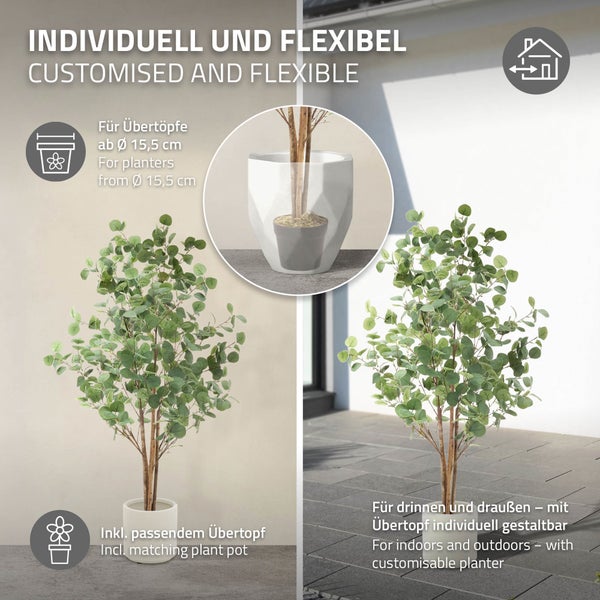 Dekorativer Kunstbaum mit passendem Pflanzgefäß für den Innen- und Außenbereich