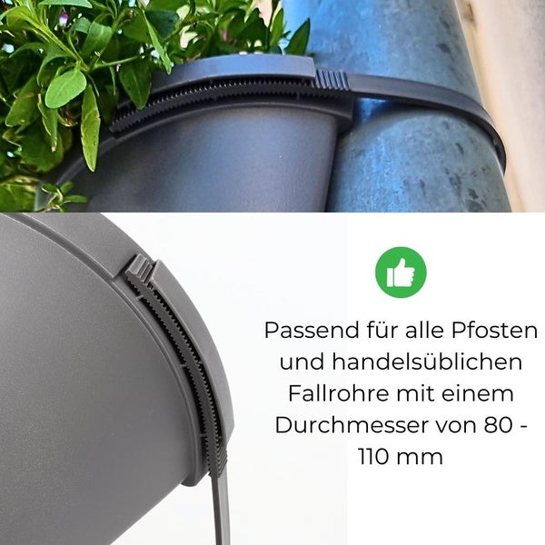 Blumentopf für Regenrohr Regenrinne Fallrohr Säule Pfosten Abflussrohr Hängetopf Pflanztopf Pflanzgefäß Grau