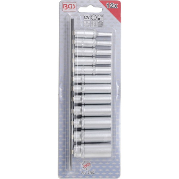 Steckschlüssel-Einsatz Satz mit zwölf Teilen im Blister