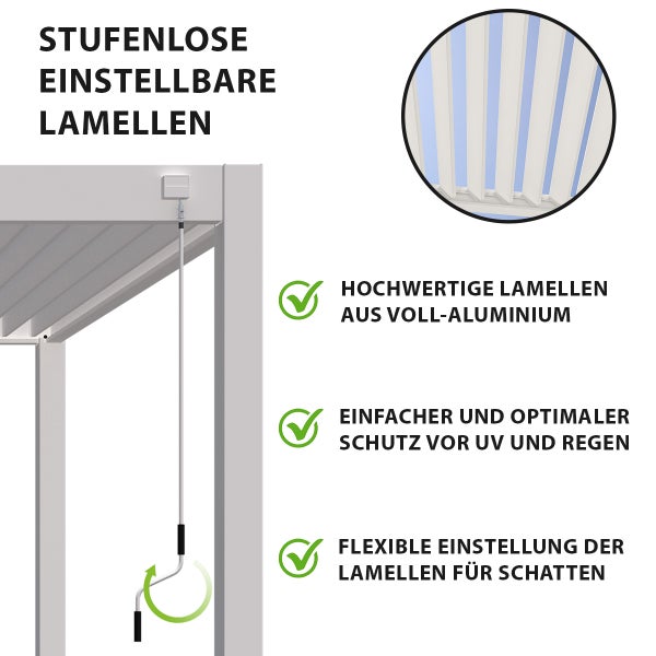 Weide Deluxe Plus Aluminium Pavillon 4 x 6 M Weiß Pergola Freistehend