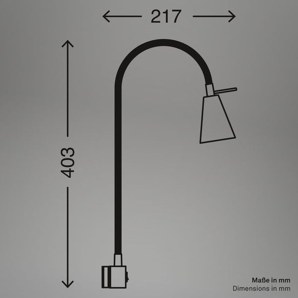 Technische Zeichnung einer Lampe mit den Maßen 217 mm und 403 mm.