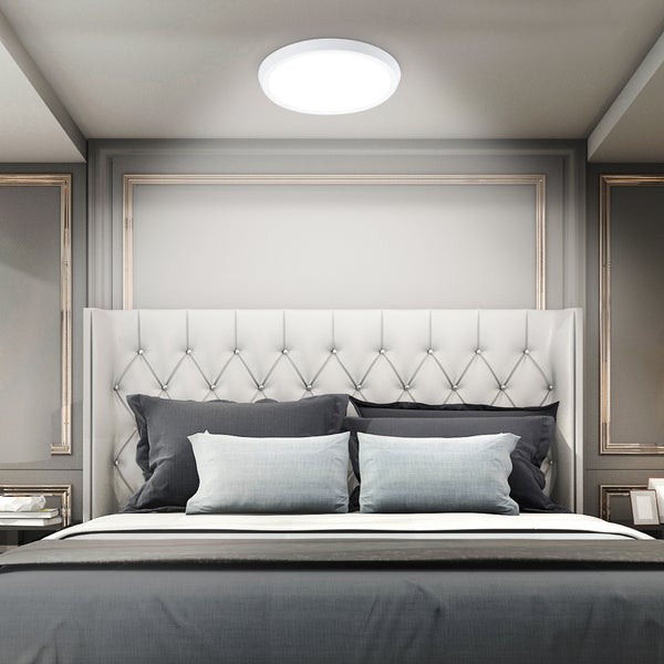 HOMCOM LED Deckenlampe Dimmbare Deckenleuchte, 35W Hintergrundbeleuchtung Runde Deckenbeleuchtung mit WiFi Kontrolle und Fernbedienung für Wohnzimmer Badezimmer Ø30 x 3,2H cm